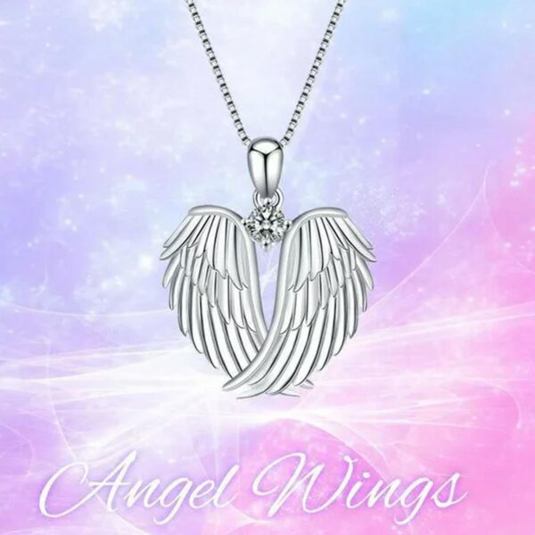 Clearance! SDJMa Angel Wings Necklace 925 Sterling Silver Guardian Angel Wings Pendant Birthstone Necklace for Women Jewelry Gifts - Image 2